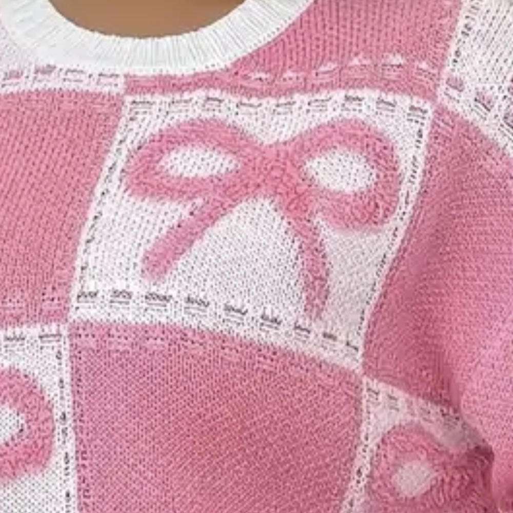 Colorblock Bow Pattern Sweater - Picture 4 of 4